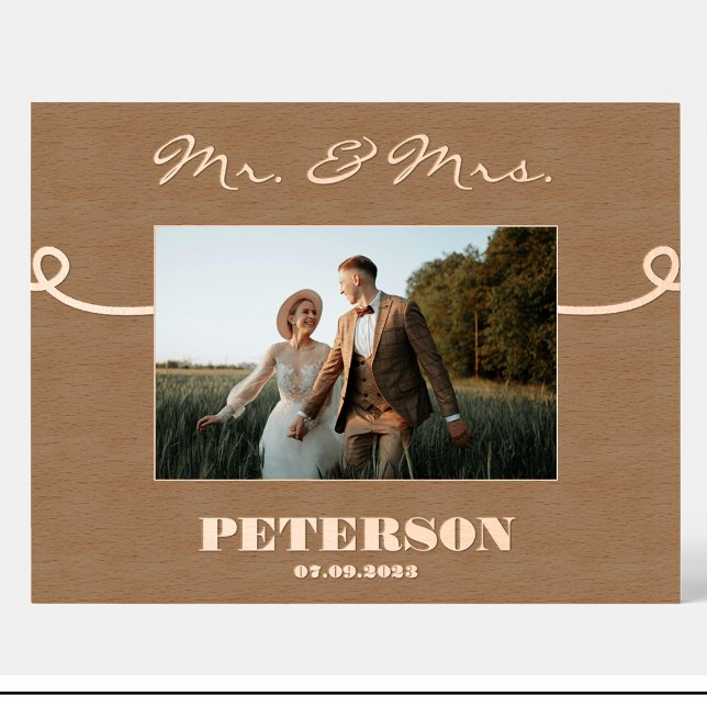 Wedding Mr & Mrs Personalised wooden picture frame (Creator Uploaded)
