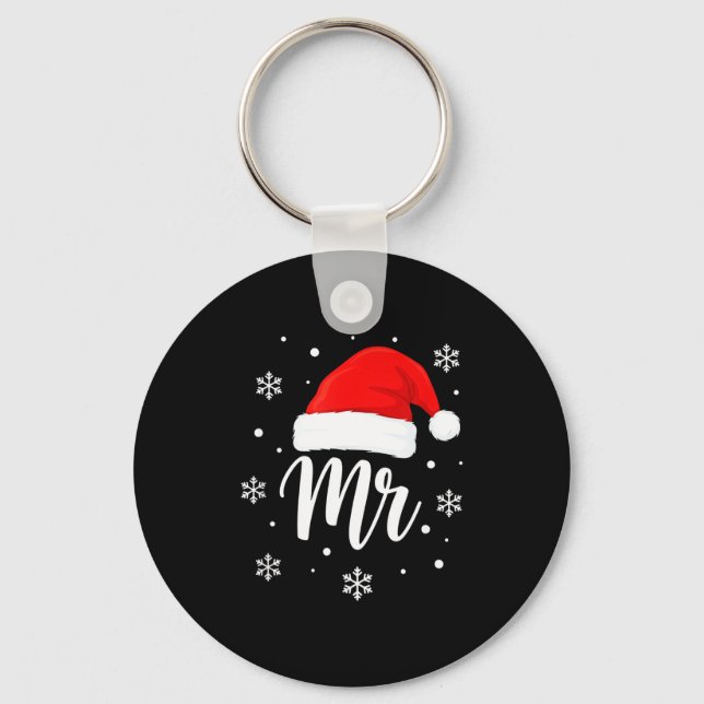 Wedding Mr. Santa Hat, Mr. Christmas Snowflakes Fo Key Ring (Front)