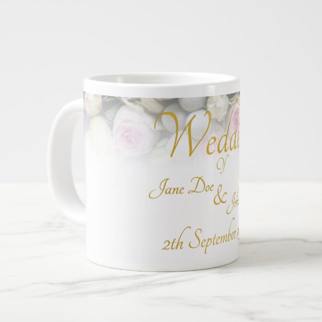 Wedding Mug - Bride with colourful wedding bouquet (Front Left)