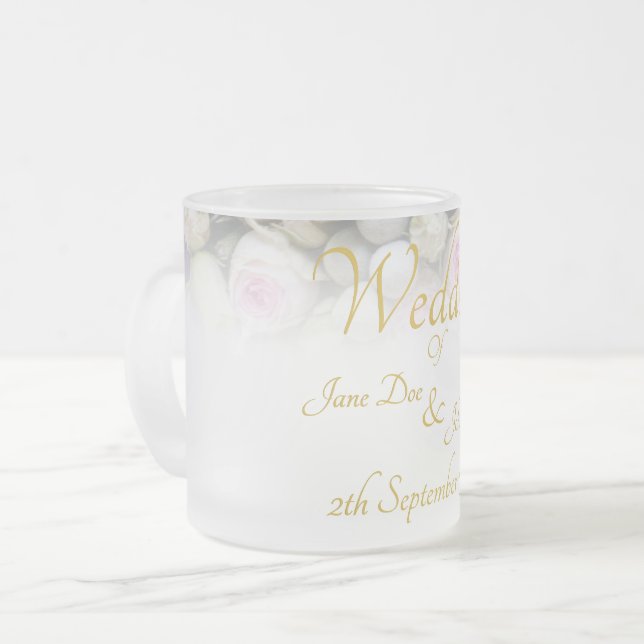 Wedding Mug - Bride with colourful wedding bouquet (Front Left)
