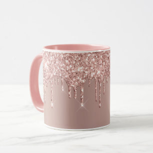 Wedding Mug Rose Gold Blush Glitter Sparkle Drips