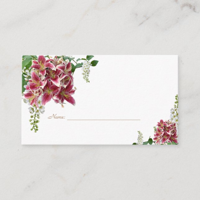 Wedding Name Card Stargazer Floral (Front)