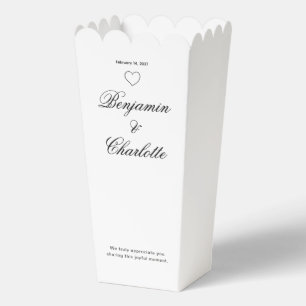 Wedding Name Date with Sweet Heart Style Popcorn Favour Box