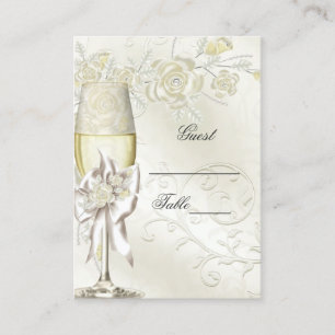 Wedding Name Place Cards Gold Cream Pearl Floral