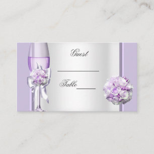 Wedding Name Place Lavender Purple Lilac 3 Card