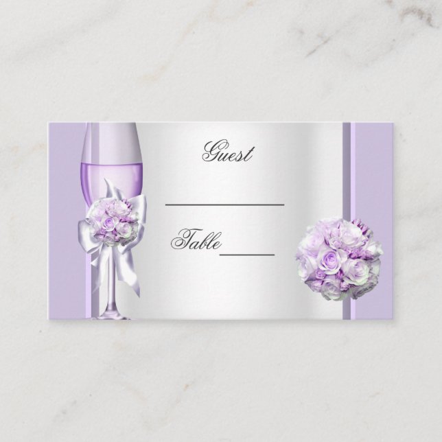 Wedding Name Place Lavender Purple Lilac 3 Place Card (Front)