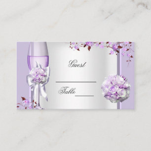 Wedding Name Place Lavender Purple Lilac 4 Card