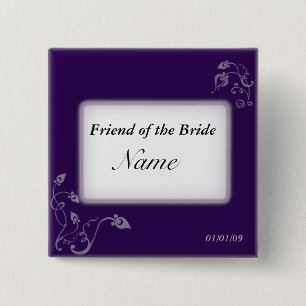 Wedding name tag - Puple vines 15 Cm Square Badge