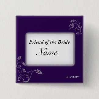 Wedding name tag - Puple vines 15 Cm Square Badge