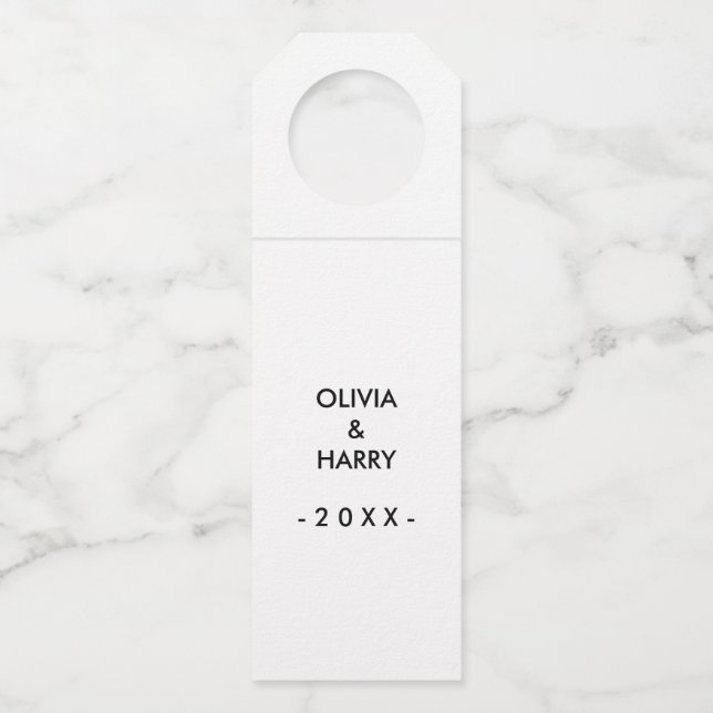 Wedding Names Classic White Bottle Tag (Front)