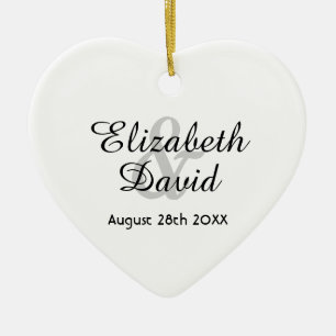 Wedding names date white ceramic tree decoration