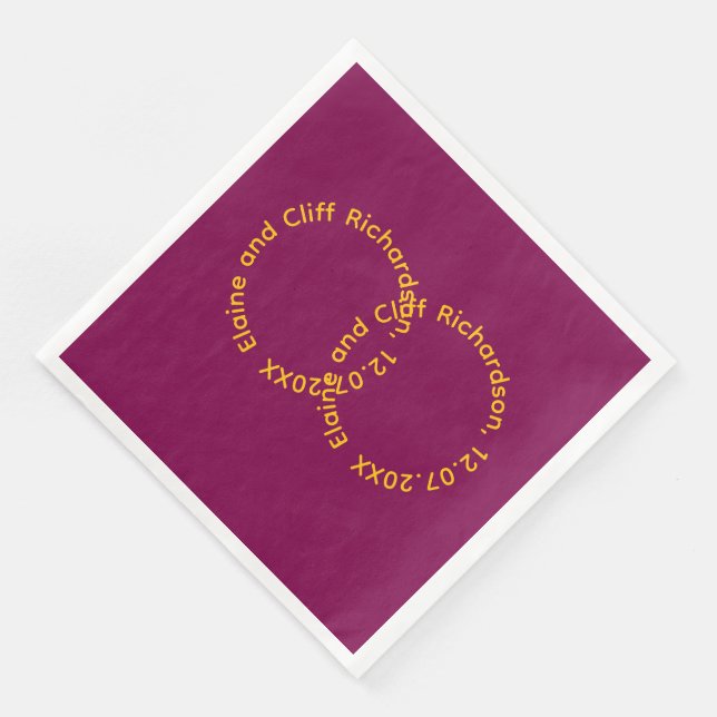 Wedding Names in Circles  Napkin (Corner)