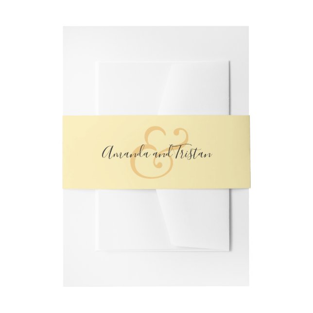 Wedding Names Lemon Yellow Invitation Belly Band (Front Example)