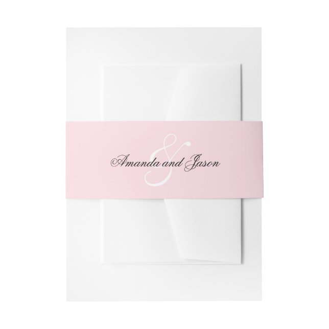 Wedding Names Pink Invitation Belly Band (Front Example)
