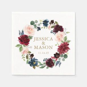 Wedding Napkin Burgundy Cocktail Napkin