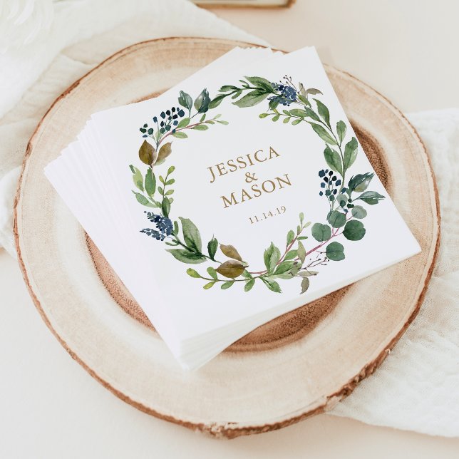 Wedding Napkin Greenery Cocktail Napkin (Creator Uploaded)