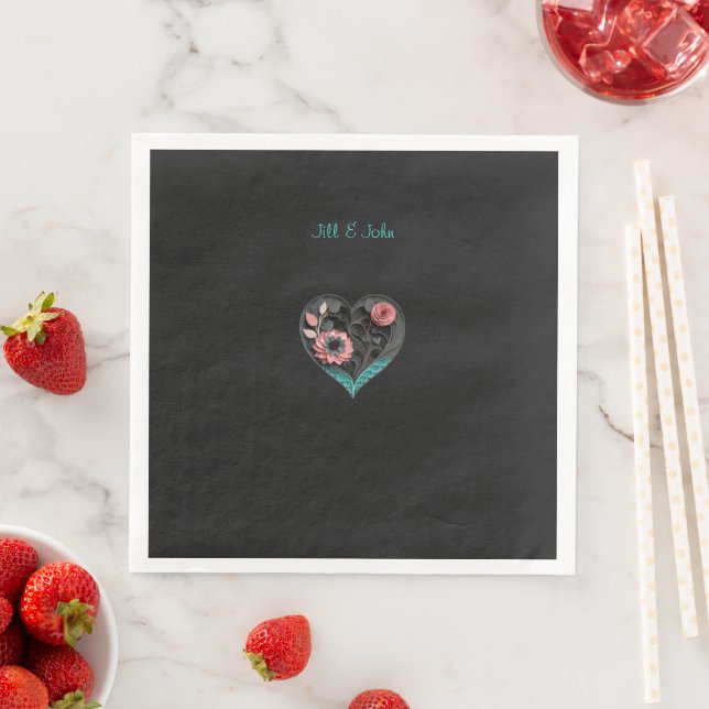 Wedding Napkin Heart Personalised Name (Insitu)