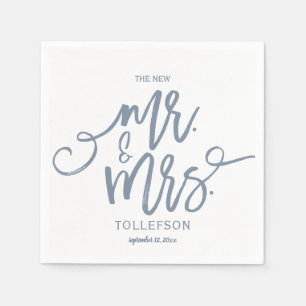 Wedding Napkins   Brush Script (Dusty Blue)