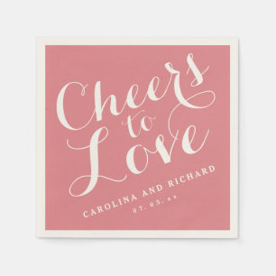 Wedding Napkins   Coral Pink Cheers to Love