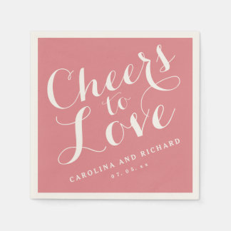 Wedding Napkins | Coral Pink Cheers to Love