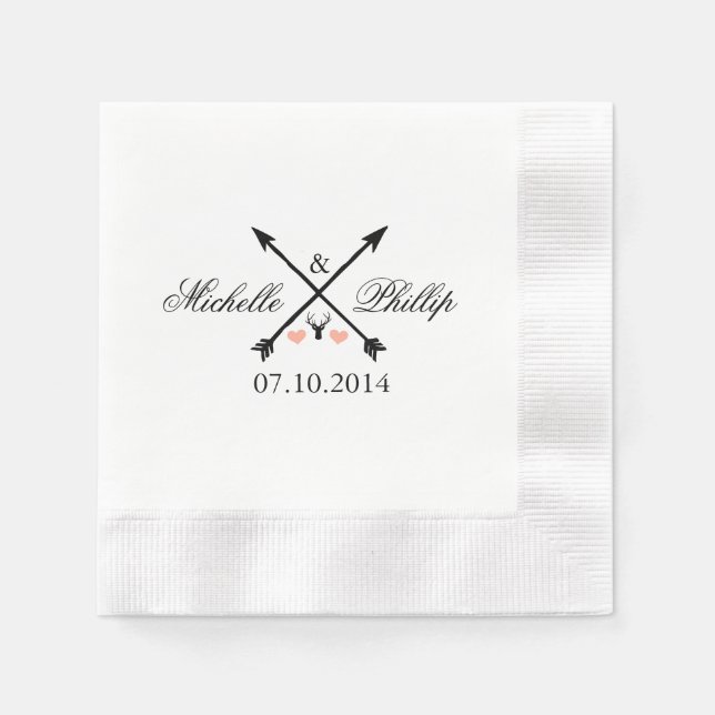 Wedding Napkins Deer and Arrows Paper Napkin (Front)