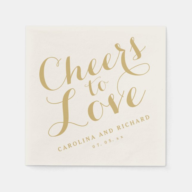 Wedding Napkins | Gold Cheers to Love (Front)