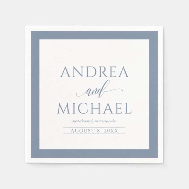 Wedding Napkins | Luxe Calligraphy (Dusty Blue) (Front)