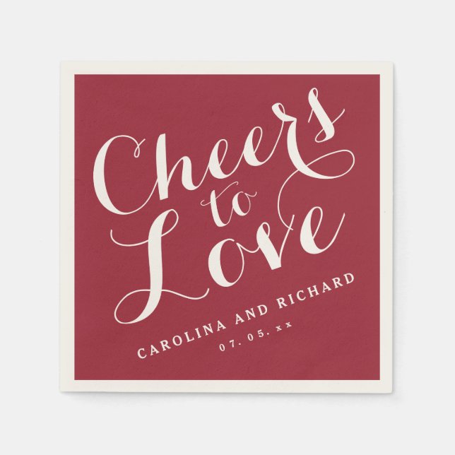 Wedding Napkins | Marsala Cheers to Love (Front)