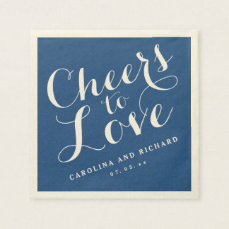 Wedding Napkins | Navy Blue Cheers to Love