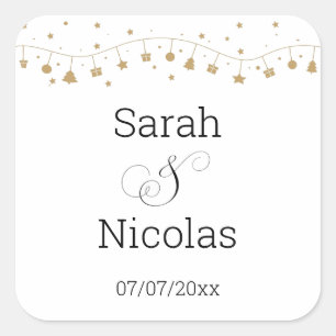 Wedding napkins personalised minimalist square sticker