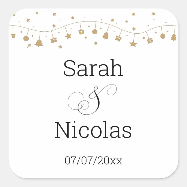Wedding napkins personalised minimalist square sticker (Front)
