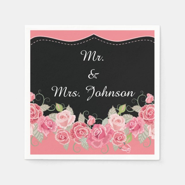 Wedding napkins pink floral (Front)