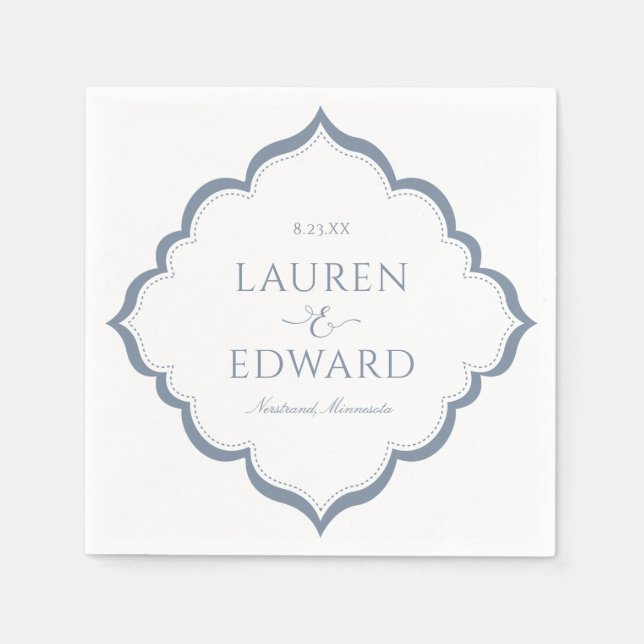 Wedding Napkins | Simple Elegance (Dusty Blue) (Front)