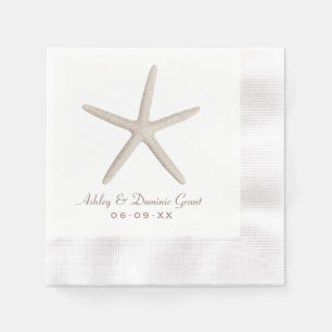 Wedding Napkins   Starfish Monogram in Beige