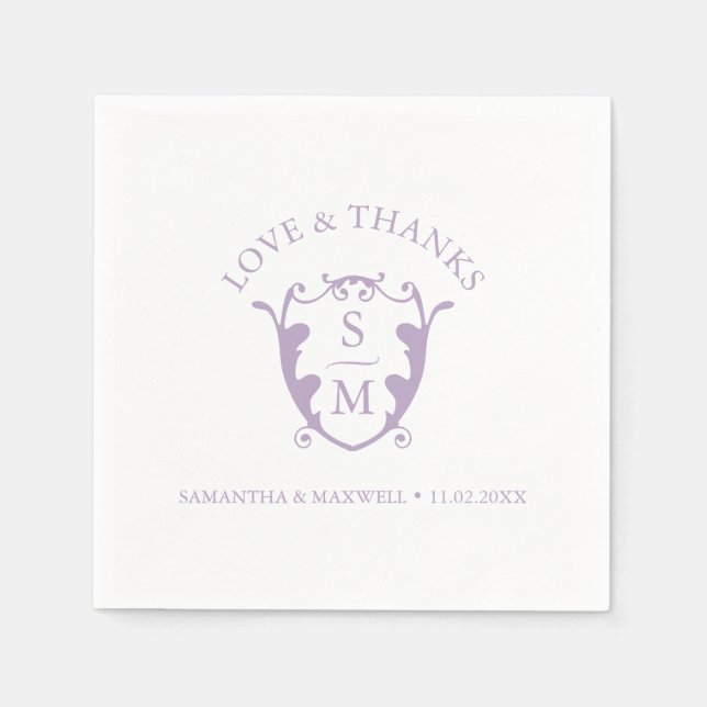 Wedding Napkins Template Custom Monogram Crest (Front)