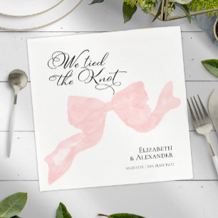 Wedding Napkins   We Tied The Knot Pink Bow