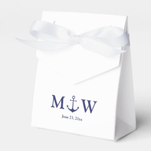Wedding nautical anchor navy blue monogram initial favour box