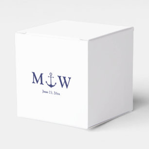 Wedding nautical anchor navy blue monogram initial favour box
