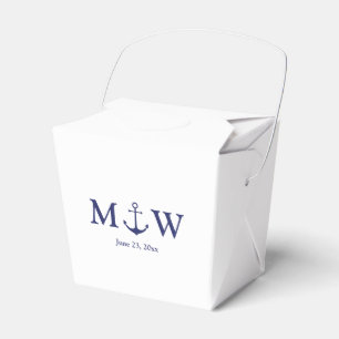 Wedding nautical anchor navy blue monogram initial favour box