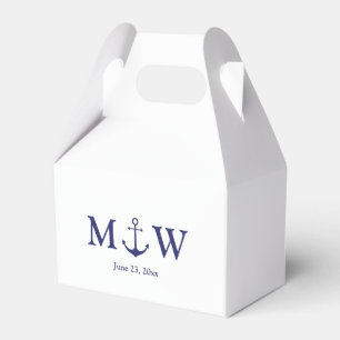 Wedding nautical anchor navy blue monogram initial favour box