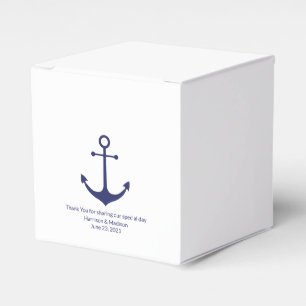 Wedding nautical anchor navy blue white elegant favour box