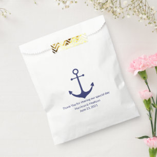 Wedding nautical anchor navy blue white gift favour bags