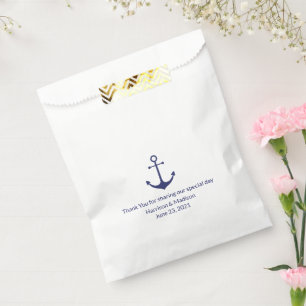 Wedding nautical anchor navy blue white gift favour bags