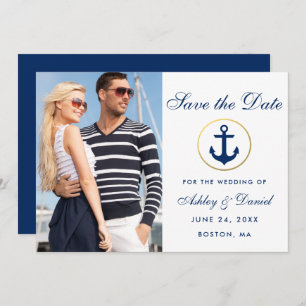 Wedding Nautical Blue Save The Date Photo