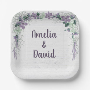 Wedding Nautical Net On Whitewashed Wood Paper Plate