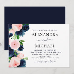 Navy And Pink Wedding Invitations | Zazzle.co.uk
