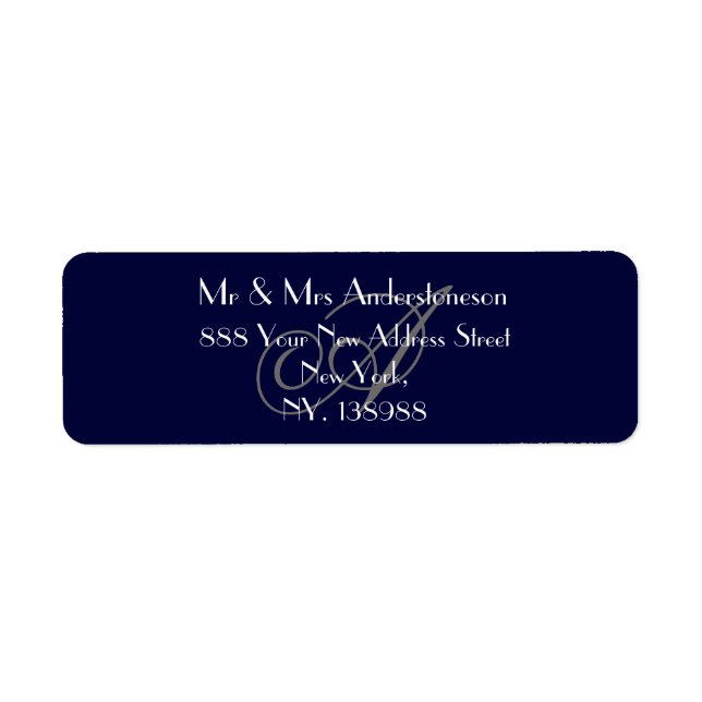 Wedding Navy Blue Monogram RSVP Return Address (Front)