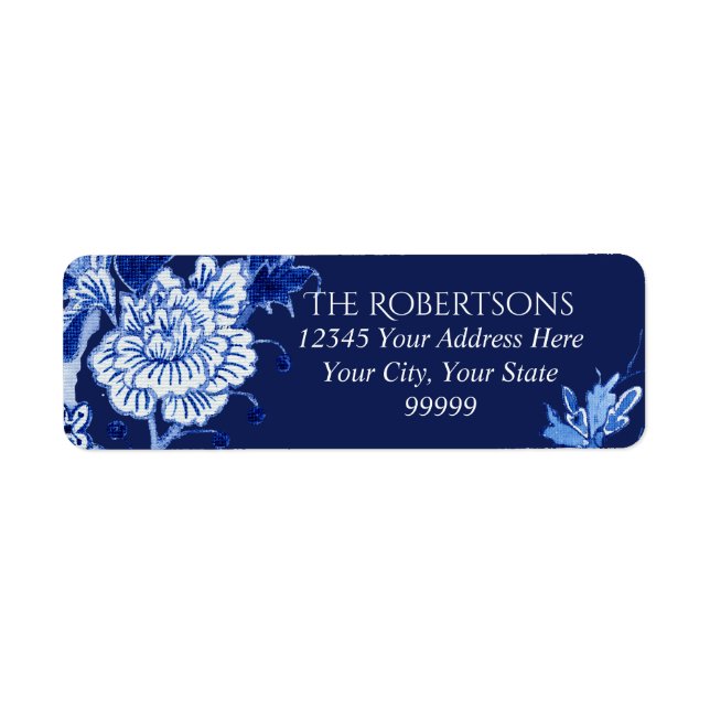 Wedding Navy Chinoiserie Floral | Return Address (Front)