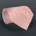 Wedding neck tie Rose Gold Blush Glitter Sparkle<br><div class="desc">Rose Gold Blush Glitter Sparkle Drips Pink Wedding or Party Supplies / Gift - Customisable - Add Your Unique Text / Name / more - Make Your Special Gift - Resize and move or remove and add text / elements with customisation tool. Design by MIGNED. Please see my other projects...</div>
