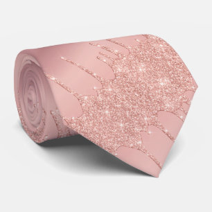 Wedding neck tie Rose Gold Blush Glitter Sparkle